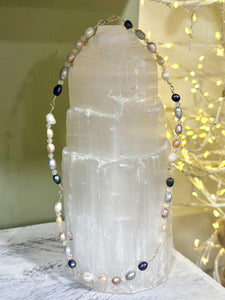 Handmade Pearl & Swarovski Necklace – Infused with Reiki Energy (40cm)