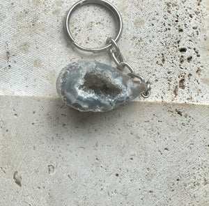 New! Druze Geode Agate Crystal Stone  Keyring