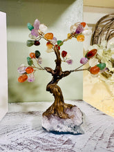 Load image into Gallery viewer, Chakra Crystal Gemstones Tree with Amethyst Base