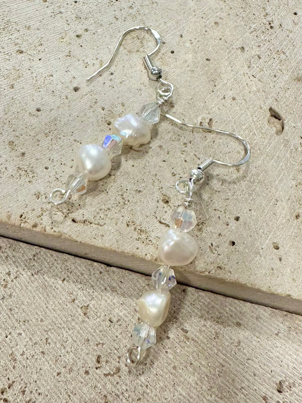 Freshwater Pearl and Diamante Earrings