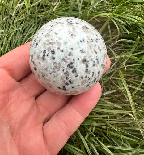 New! Dalmatian Jasper Large Crystal Sphere Ball Stone Inc Stand - Natural & Unique |Reiju