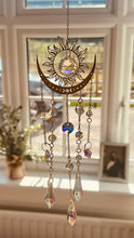 Load image into Gallery viewer, Gold Sun &amp; Moon AB Crystal Suncatcher