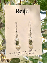 Load image into Gallery viewer, Peridot and Freshwater Pearl Crystal Handmade Earrings Nickel Free