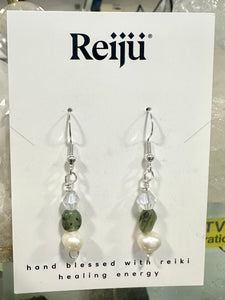 Peridot and Freshwater Pearl Crystal Handmade Earrings Nickel Free