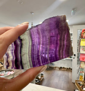 Rainbow Fluorite Raw Polished Slice - Unique Piece