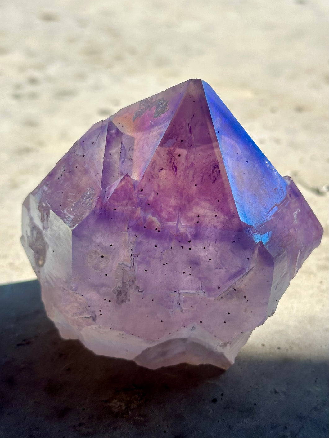 New! 💜 Amethyst Aura Polished Raw Point - Natural & Unique