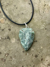 Load image into Gallery viewer, Moss Agate Natural Crystal Arrowhead Pendant Inc Cord Necklace