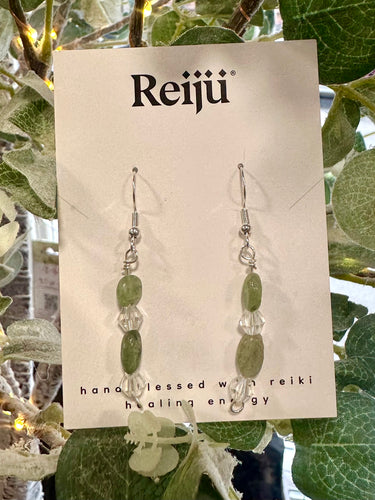 Peridot and Diamante Crystal Handmade Earrings Nickel Free