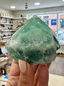 Green Fluorite Raw Polished Point - Unique Piece