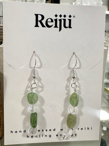 Peridot and Diamante Crystal Handmade Earrings Nickel Free