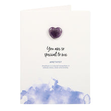 Load image into Gallery viewer, SPECIAL TO ME AMETHYST CRYSTAL HEART GREETING CARD