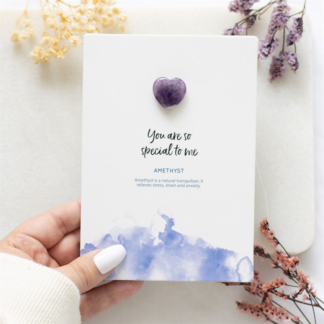 SPECIAL TO ME AMETHYST CRYSTAL HEART GREETING CARD