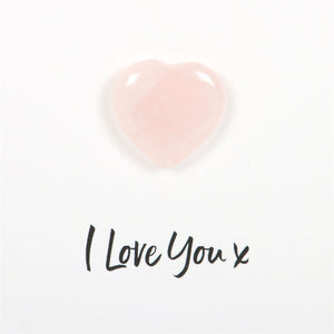 I LOVE YOU ROSE QUARTZ CRYSTAL HEART GREETING CARD