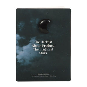 DARKEST NIGHTS BLACK OBSIDIAN CRYSTAL MOON GREETING CARD