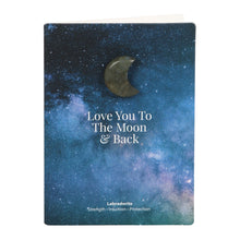 Load image into Gallery viewer, LABRADORITE CRYSTAL MOON GREETING CARD