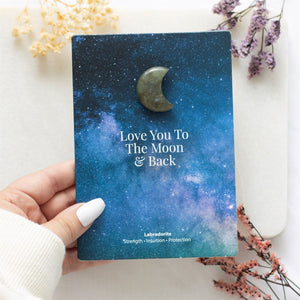 LABRADORITE CRYSTAL MOON GREETING CARD