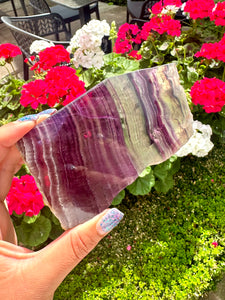 Rainbow Fluorite Raw Polished Slice - Unique Piece