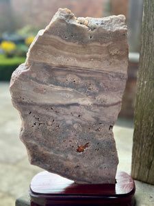 New! 🌸 Natural Pink Tourmaline Slab on Stand – XL Collector’s Piece - Natural & Unique