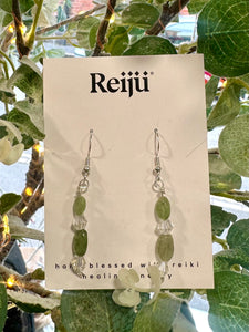 Peridot and Diamante Crystal Handmade Earrings Nickel Free