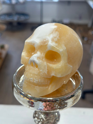 New! Unique Yellow Jade Crystal Skull Natural & Unique