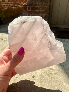 New! Raw Rose Quartz Large Slice - Natural & Unique