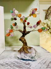 Load image into Gallery viewer, Chakra Crystal Gemstones Tree with Amethyst Base