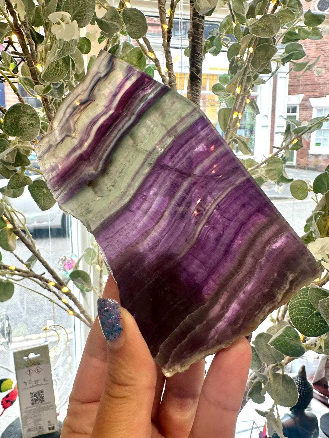 Rainbow Fluorite Raw Polished Slice - Unique Piece