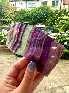 Rainbow Fluorite Raw Polished Slice - Unique Piece