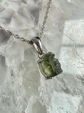 Load image into Gallery viewer, New! Sterling Silver Moldavite Genuine Raw Green Crystal Necklace - Natural &amp; Unique |Reiju