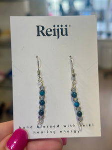 New! Handmade Blue Tiger’s Eye & Swarovski Crystal Reiki-Charged Earrings