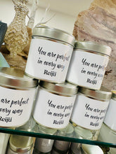 Load image into Gallery viewer, New! Crystal-Topped Affirmation Candle – “You Are Perfect in Every Way”