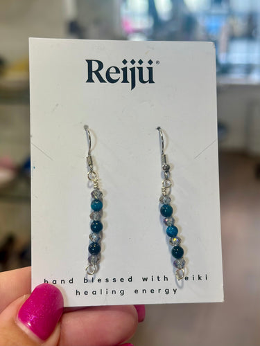 New! Handmade Blue Tiger’s Eye & Swarovski Crystal Reiki-Charged Earrings