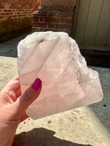 New! Raw Rose Quartz Large Slice - Natural & Unique