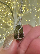 Load image into Gallery viewer, Wire Wrapped Moldavite Genuine Raw Green Crystal Pendant Piece Natural &amp; Unique