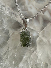 Load image into Gallery viewer, New! Sterling Silver Moldavite Genuine Raw Green Crystal Necklace - Natural &amp; Unique |Reiju