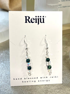 Emerald Gemstone Crystal Earrings - May Birthstone