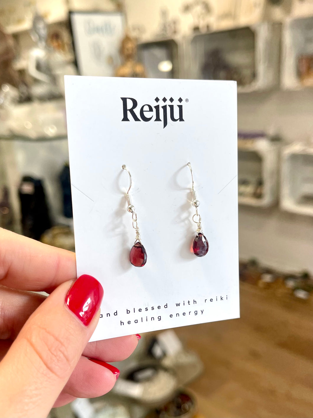 Garnet Faceted Drop Gemstone Crystal Earrings - January Birthstone