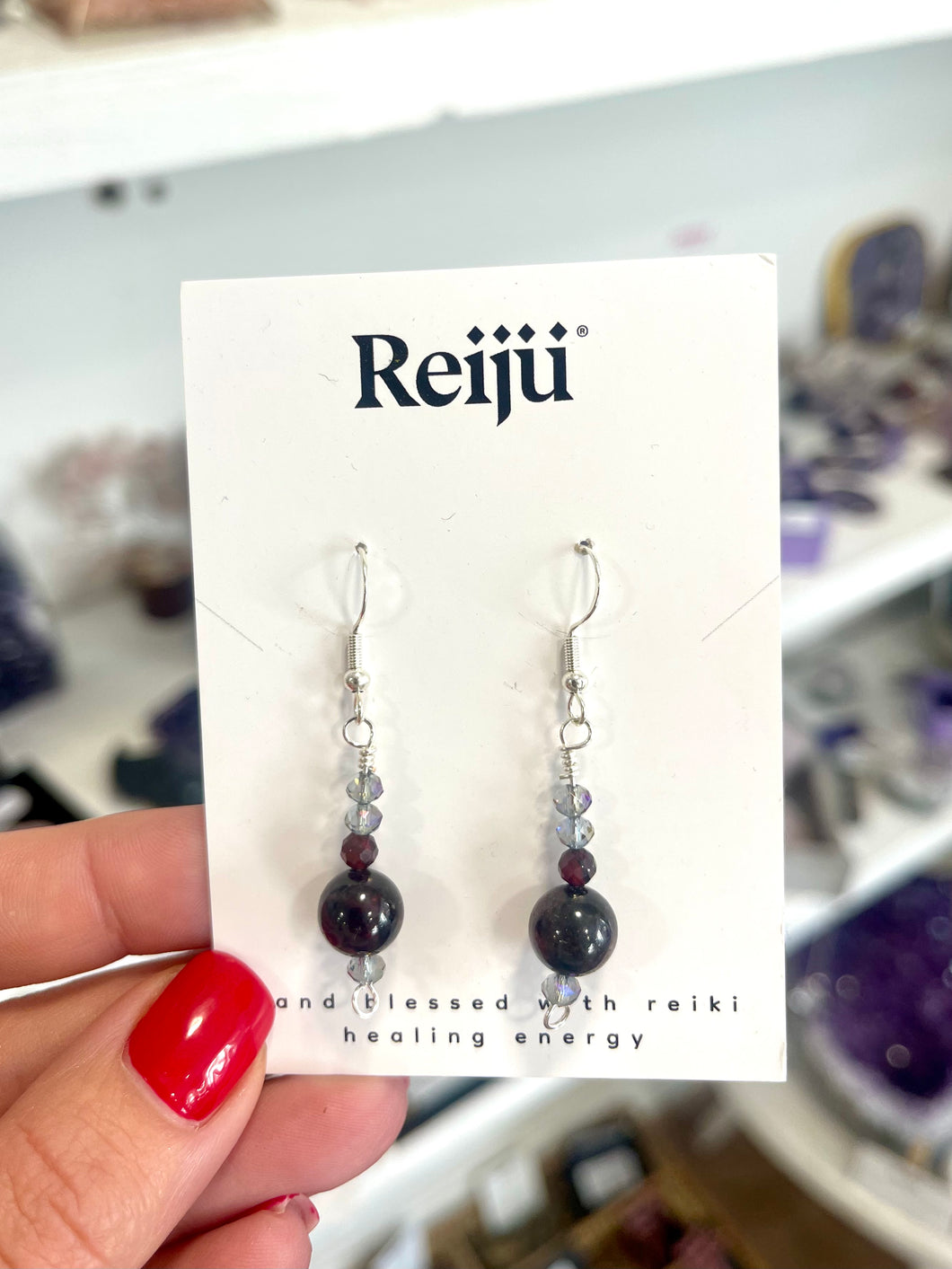 Garnet & Glass Bead Gemstone Crystal Earrings - January Birthstone