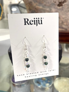 Emerald Gemstone Crystal Earrings - May Birthstone