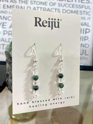Emerald Gemstone Crystal Earrings - May Birthstone