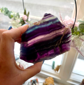 Rainbow Fluorite Raw Polished Slice - Unique Piece