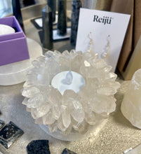 Load image into Gallery viewer, Large Natural &amp; Unique Clear Quartz Big Cluster Points Tea Light Holder Piece Gift Boxed