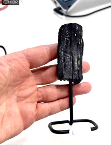 Black Tourmaline Raw Crystal Natural Piece On Stand Protective Gift Wrapped