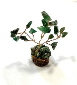 Miniature Green Aventurine Gemstone Chip Crystal Tree