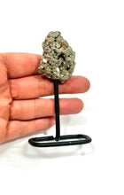 Load image into Gallery viewer, New! Pyrite Crystal Stone &quot;Fools Gold&quot; Genuine Natural Raw Piece On Stand |Reiju