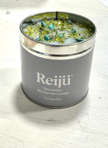 New! Turquoise Crystal Topped 'December' Luxury Birthstone Candle Fragranced with Melon, Mango & Luscious Berries