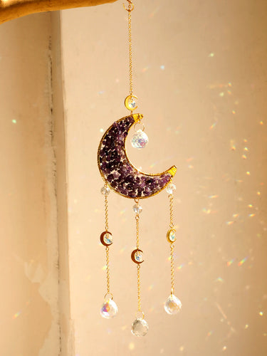 Amethyst Crystal Moon Sun catcher