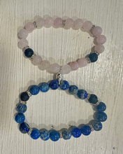 Load image into Gallery viewer, Magnetic Heart Matching Bracelet - Lapis Lazuli + Rose Quartz