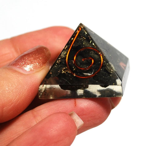 New! Natural Pyrite Stones Small Crystal Orgone Pyramid |Reiju