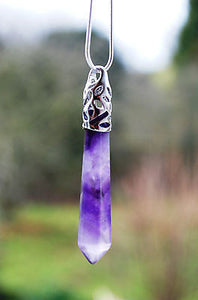 Amethyst Long Crystal Pendant - Krystal Gifts UK